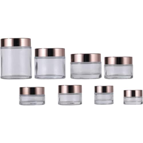 2020 new 100pcs 30g 50g 100g rose gold cream bottle empty transparent glass mask eye cream bottle, cosmetic packaging