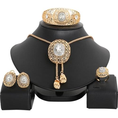 NEW Dubai Long Necklace sets Nigerian Wedding African Jewelry Set for Woman Jewellery Set Wholesale Design