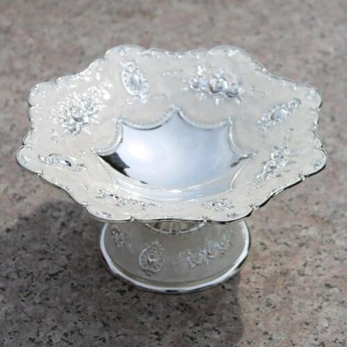 New Elegant Luxury Silver Plated Dried Fruit Plate Snack Tray Home Decor Nut Bowl