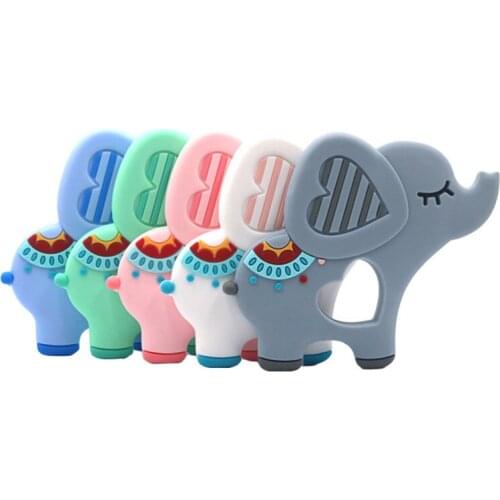 New Food Grade Silicone Teethers DIY Animal Elephant Baby Teether Infant Baby Silicone Charms Kids Teething Gift Toddler Toys
