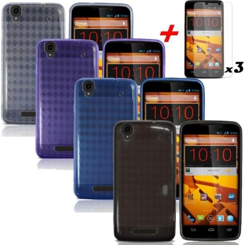 Simple style For ZTE MAX N9520 Boost Mobile Soft GEL TPU Case Cover Flexible+3X Clear Screen Protector