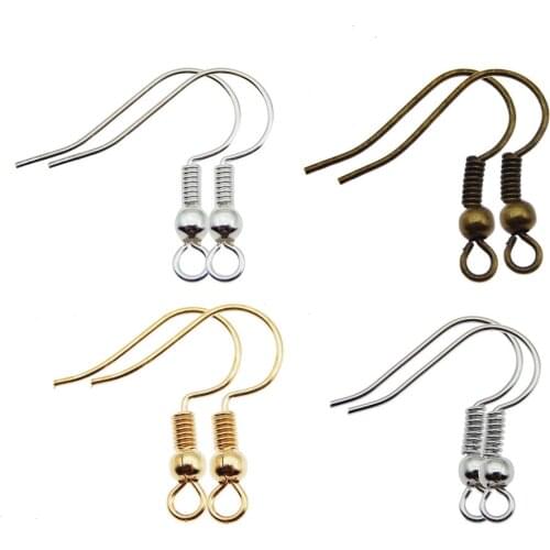 Classics4Colors 100pcs Fashion Cheap Beads Iron Ear Hook Clasp With Bead Charms Earring Wires Fit DIY Jewelry Findings wholesale