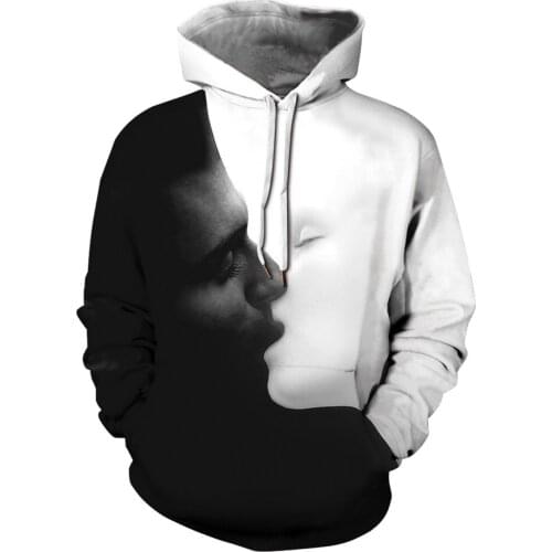 Hoodie 2021 Fall Hot Sale Fashion Top Men and Women Long Sleeve 3D Printing Black and White Round Neck Pullover Hip Hop Clothing