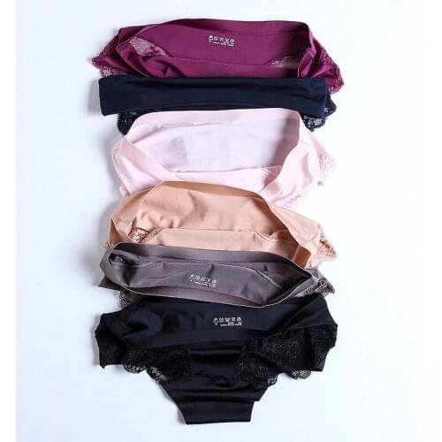 Womens Sexy Lace Panties Cotton Crotch Seamless Breathable Underwear Briefs for Girls Ladies Bikini Transparent Lingerie