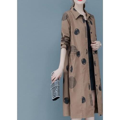 Temperament Mid-Length Windbreaker Overcoat Women 2021 Spring Autumn Korean Fashion Loose Long-Sleeved Casual Trench Coat Female