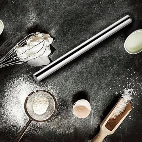 1 Pcs Stainless Steel Fondant Rolling Pin Baking Rough Clay Pizza Pasta Roller Non Stick Kitchen Accessories