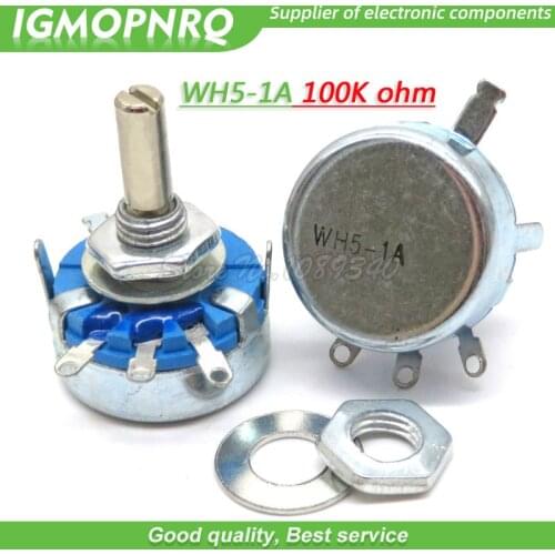 2pcs WH5-1A 100k ohm 3-Terminals Round Shaft Rotary Taper Carbon Potentiometer WH5 IGMOPNRQ