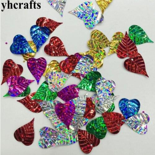 25gram/Lot 15x20mm Heart leaf with hole sequin Craft material Kindergarten crafts Intelligence Creative activity item DIY toys