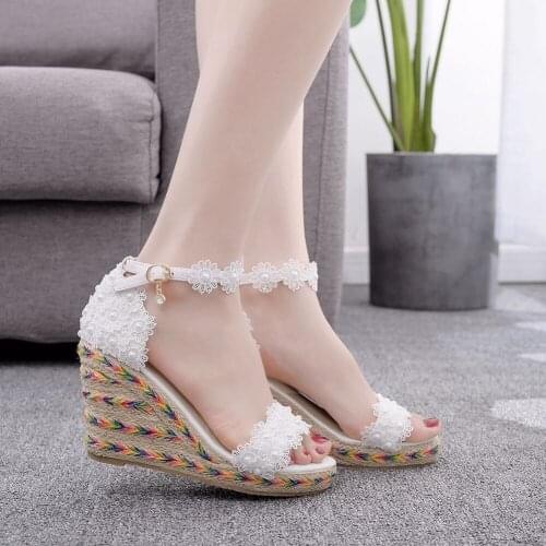 Lace Leisure Women Wedges Wedding Shoes Summer Sandals Party Platform High Heels Pumps