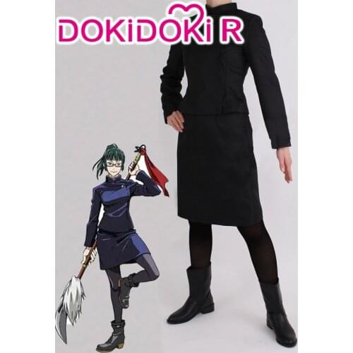 Dokidoki-R Anime Cosplay Jujutsu Kaisen Cosplay Jujutsu Kaisen Manga Version Costume Maki Zenin Black School Uniform Costume