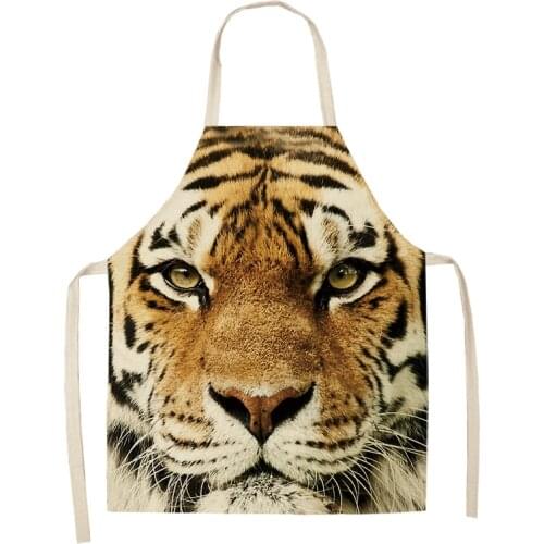 Cat Tiger Dog Owl Printed Kitchen Apron Sleeveless Cotton Linen Aprons For Cooking Home Cleaning Tools barber mat chef apron