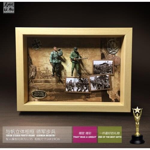 YUFAN Model Stereo Photo Frame 1:35 German infantryman finished product frame Decoration 14 * 19CM