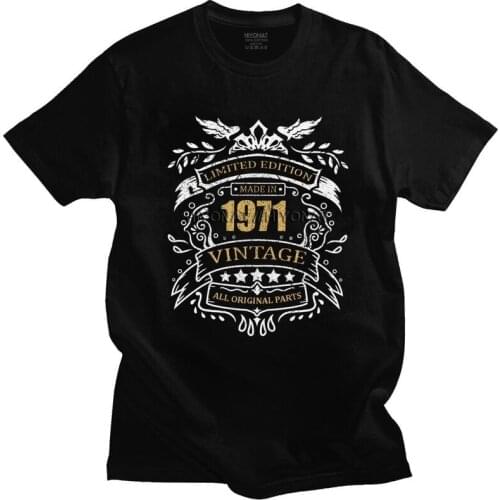 Vintage Limited Edition Made In 1971 T Shirt Men Pure Cotton Tee 50th Birthday Gift Tshirt Short Sleeved Fashion T-shirt Merch