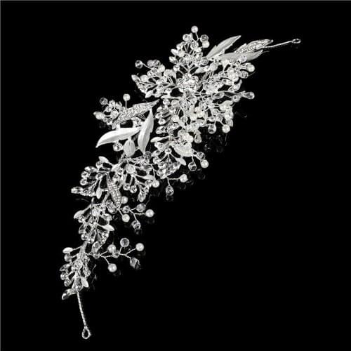 White Petals Elegant Fairy Handmade Crystal Floral Headbands Imitation Pearl Bride Headwear
