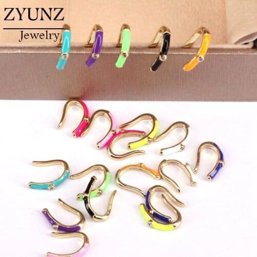 6 Pairs, No Pierced Crystal Earcuffs Zirconia Geometric Enamel Ear Cuff Clip On Earrings Party Wedding Jewelry