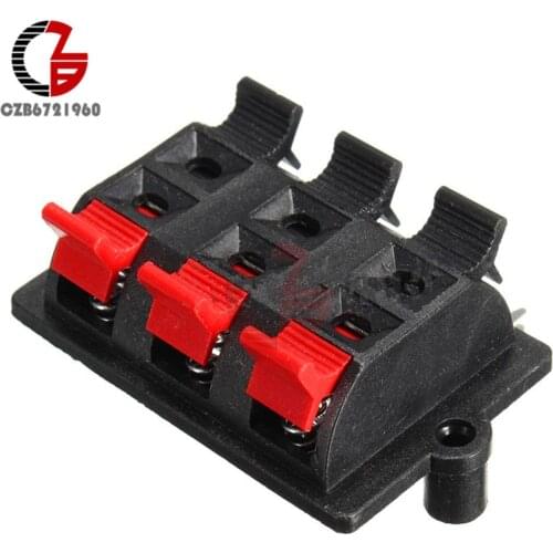 6-Way Speaker Terminal Strip Block Spring Push Release Stereo Plate Release