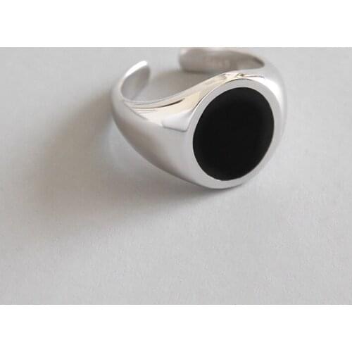 100% 925 sterling silver rings for women accessories 2020, vintage black round ring wedding party gifts girl fine jewelry