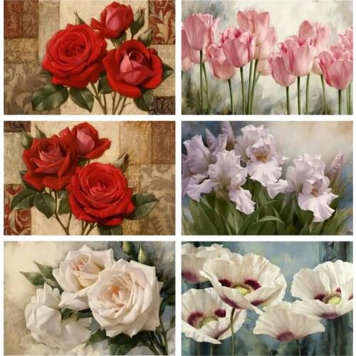 Red Rose and White Rose 5D Diy Full Square and Round Diamond Painting Embroidery Cross Stitch Kit Wall Art Handcraft Home Decor