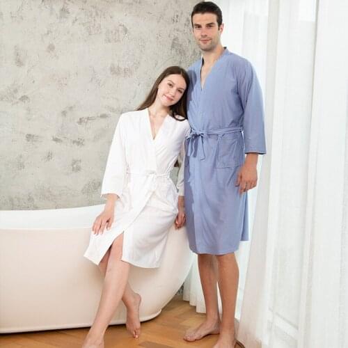 Plus Size 3XL Summer Women Bathrobe Sleepwear Autumn Couple Casual Robes Men Waffle Kimono Bride Groom Wedding night Bathrobe