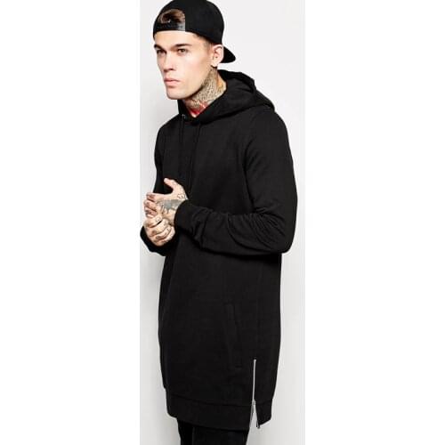 2021 mens hip hop fleece sweatshirts with hoody side zip to hem design long sweat shirt men longline hoodies for men