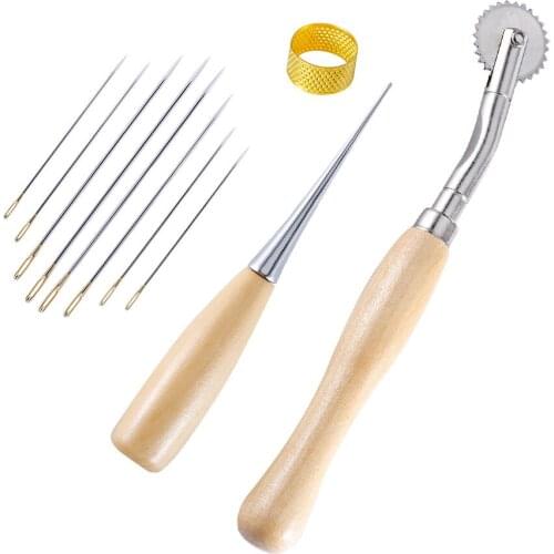 11PCS Leather Sewing Tool Set DIY Stitch Accessories Hand Needle Awl Leathercraft Shoe Repair Supplies