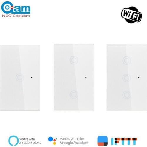 NEO Coolcam Wifi Wall Light Switch US Glass Panel Touch LED Lights Switch for Smart Home Support Google Home Alexa and IFTTT