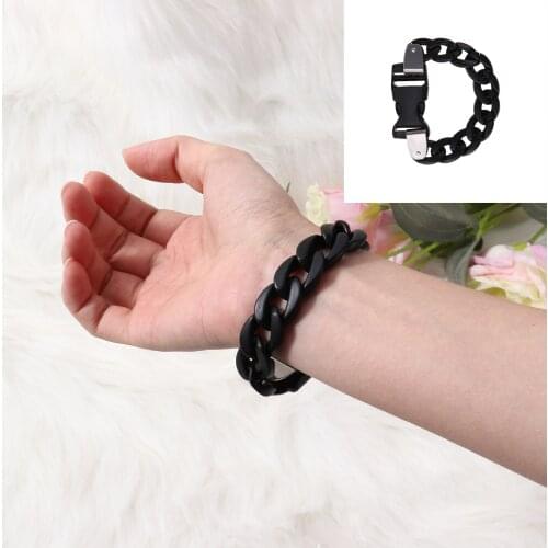 New Acrylic Chains Metal Lock Buckle Necklace Rock Punk Clear Chain Choker Necklace Couples Hiphop Bracelet Fashion Jewelry