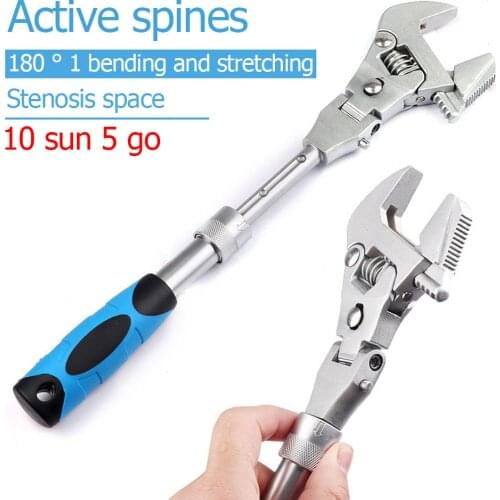 10 inch Ratchet 180 Degrees Adjustable Wrench Portable Torque Nut Spanner Repair Hand Tools for Home Air Conditioning Water Pipe