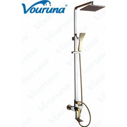 VOURUNA Luxury Chrome&Golden Bathroom Shower Set Wholesale High Quality New Arrival Solid Brass