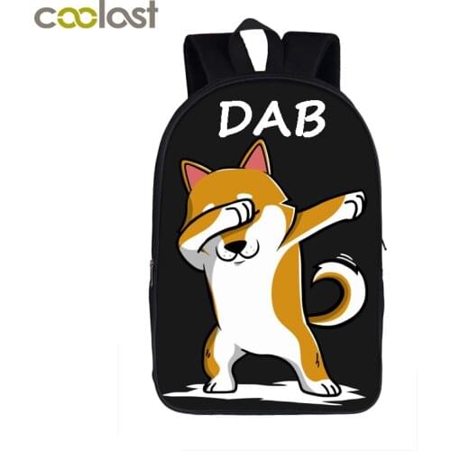 Dab Puppy Shiba Inu / German Shepherd / Bull Dog Backpack For Teenage Women Men Bags Boys Girls Dabbing School Backpack Bags