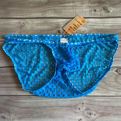 Sexy Mens See-through Thin honeycomb Eyelet Elastic Low-rise Low-waist Pouch Bikini Briefs