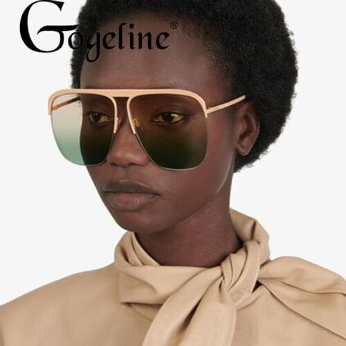 Fashion Half Frame Sunglasses Men Women Shades UV400 Vintage Gradient Square Sun Glasses Luxury Brand Male Ladies Eyeglasses