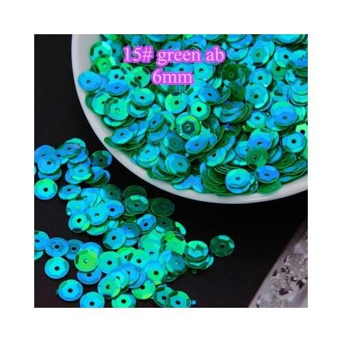 Loose Sequins 50g 6mm Cup Round Sequin Paillettes Sewing Decoration Artesanatos Acessorios Costura 15# Green AB