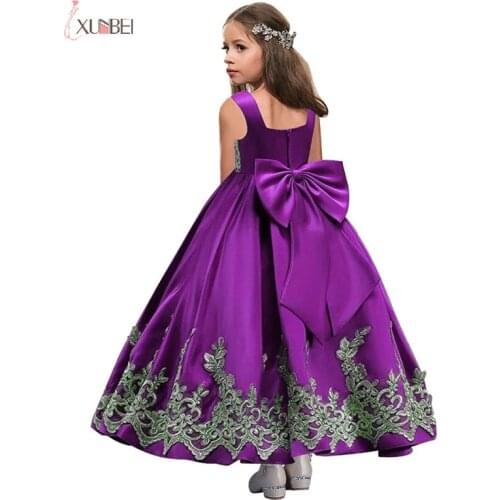 Flower Girl Dress 2020 Floor Length Appliqued Children Evening Gowns Prom CocktailParty Dress Pageant robe enfant fille mariage