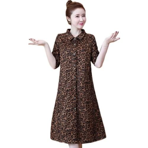 Women Jackets Women Fashion Leopard Printed Sexy Windbreaker Coat Female Jackets Loose Long Cardigan Coats Plus Size 5XL Y310