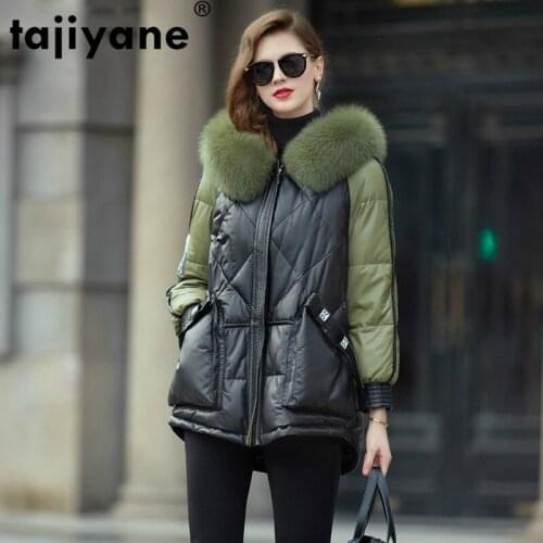 Autumn Coat Winter Women Clothes 2021 Fox Fur Collar Female Real Genuine Leather Jacket Sheepskin Down Coat Veste Femme ZT4919