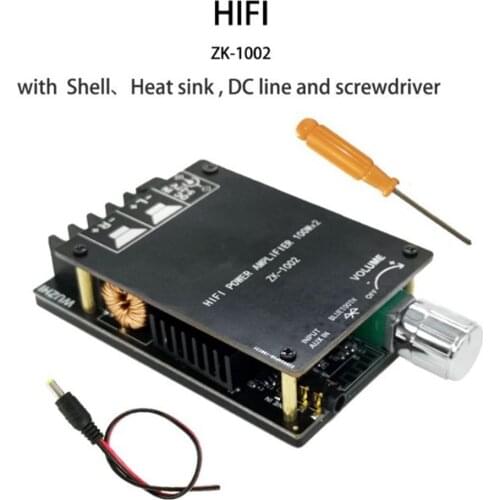 ZK-1002 HIFI 100WX2 TPA3116 Bluetooth 5.0 High Power Digital Amplifier Stereo Audio Board AMP Amplificador Home Theater