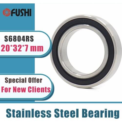10PCS S6804RS Bearing 20*32*7 mm ABEC-3 440C Stainless Steel S 6804RS Ball Bearings 6804 Stainless Steel Ball Bearing