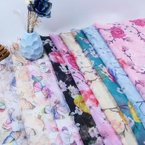 150cm*100cm 30D butterfly printed chiffon fabric fashion new style costumes for DIY dress Silk scarf skirt yarn apparel fabric