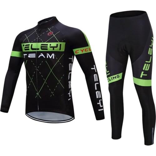 2018 Teleyi Long Sleeve Cycling Jersey Sets Ropa Ciclismo mtb Bike Jersey Cycling Clothing Maillot Ciclismo Bicycle Sportswear