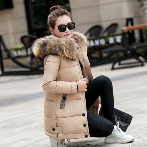 2019 Faux Fur Winter Jackets Women Winter Coat Women Parkas Warm Parka Jackets Natural Raccoon Fur Collar Female Outerwear