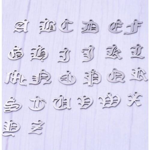 5pcs Gothic Stainless Steel Initial Charms For Jewelry Making Necklace Pendant 26 Letters Charm Old English Handmade Accessories
