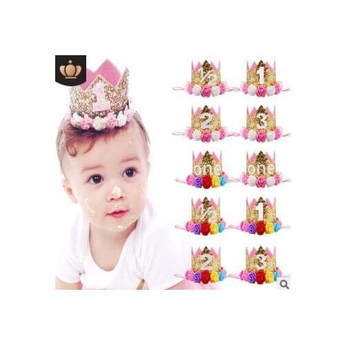 50pcs/lot DIY Simple Multi Fabrics Crown Paillette Headbands Baby Birthday Party Hair Band Styling Tools Accessories HA621