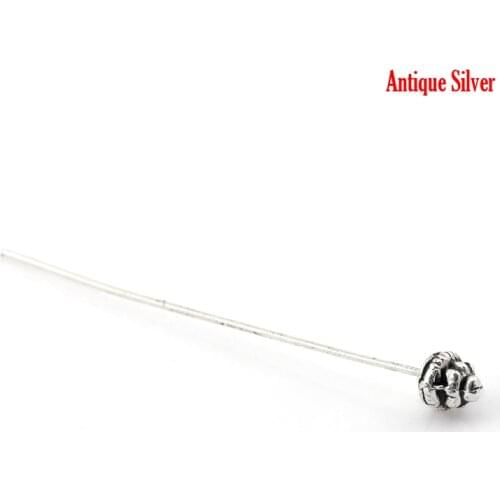 Lovely 50PCs Silver Color Hat Head Pin 54x0.7mm(21 Gauge) (B21395)