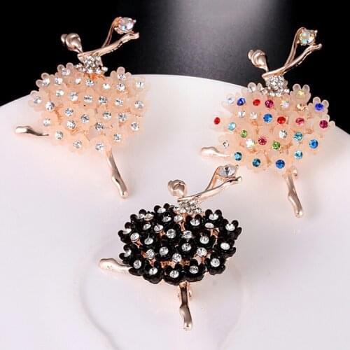 Ballet Dancing Girl Ballerinas Brooches Shinning Crystal Glass Brooch For Woman Pin Clips Scarf Hats Shoulder Corsages Bouquet