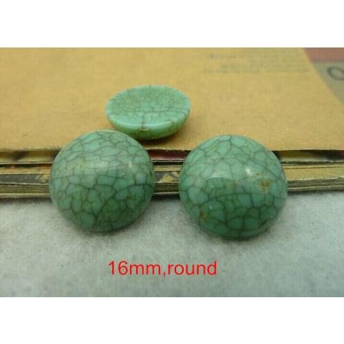 Free Shipping -16mm Round Flat Back Faux Turquoise Beads,Half Round Flat Back Acrylic Cabochon Buttons,100 pcs