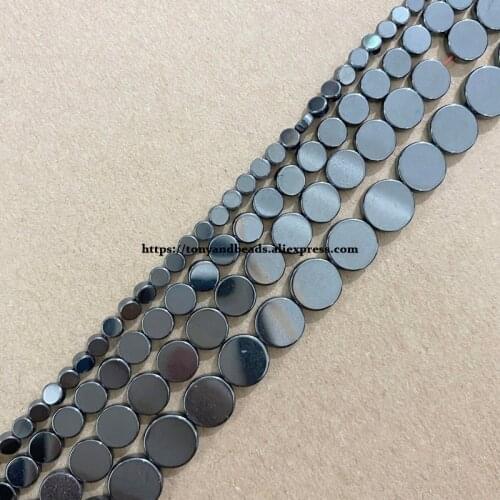 Natural Stone No Magnetic Round Shape Black Hematite Beads 6 8 MM 15" Per Strand Pick Size