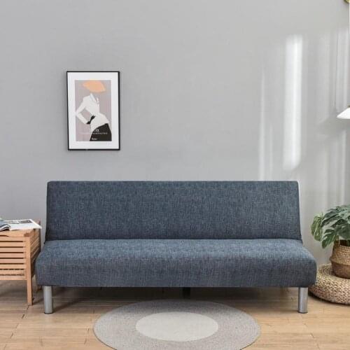 Sofa Covers Without Armrest Solid Color Large Armless Sofa Bed Slipcover Blue Elastic All-inclusive Fundas Para Sofás for Living