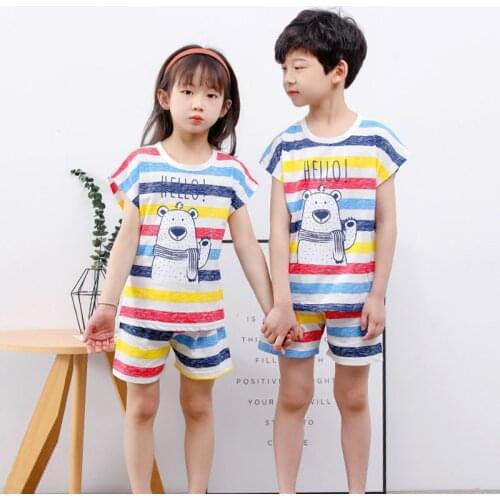 2020 Boys Clothes Kids Pajamas Children Cartoon Sleepwear Pijamas Girls Boys Clothes Summer Short Sleeve Baby Clothes Homewear