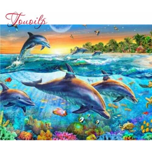 Bricolage diamant peinture plein carré dauphin Art Kit 5D diamant broderie mosaïque animaux décorations maison